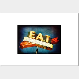 Eat Barbecue Vintage Sign Posters and Art